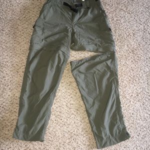 REI Sahara olive green convertible hiking pants
